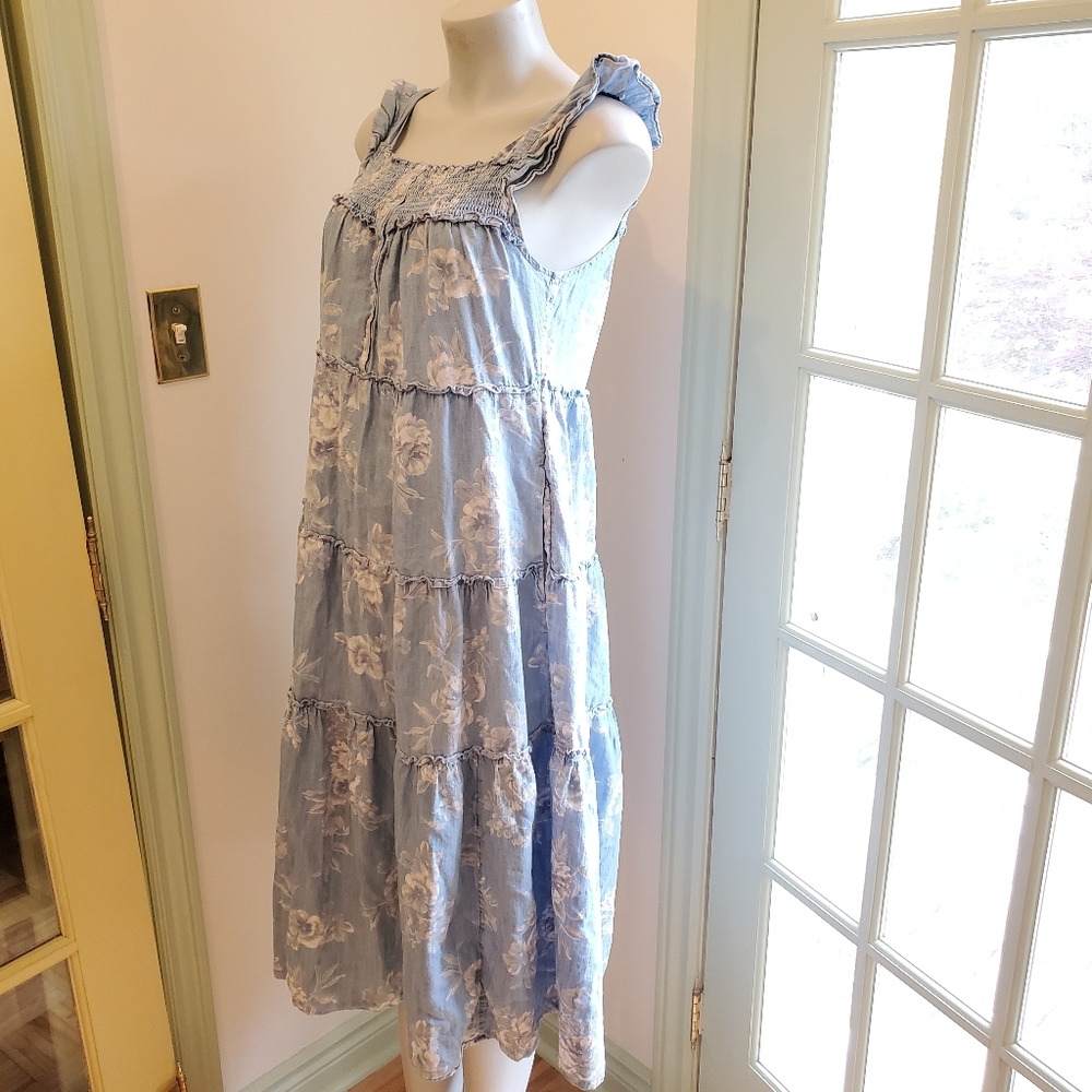 Old Navy Floral Frilled Cottagecore Nightgown Styled Maxi Sun Dress - Picture 4 of 10